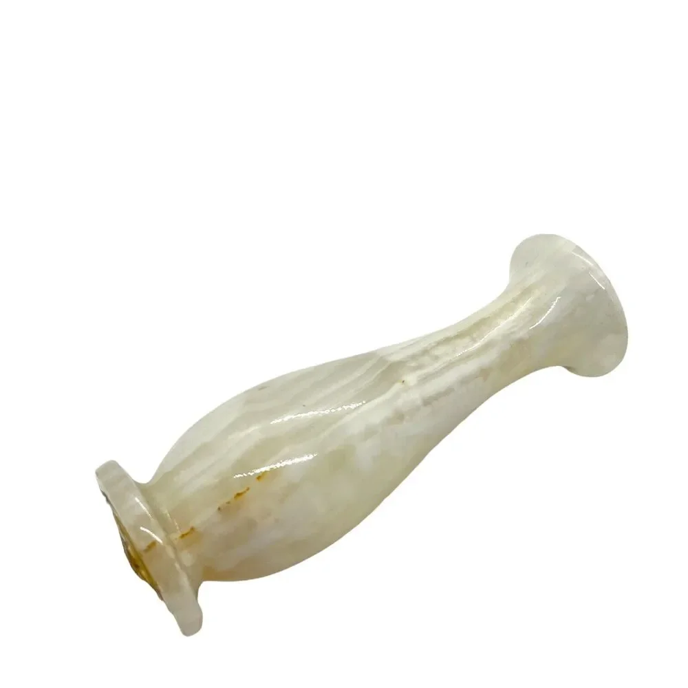 Onyx Mine Bud Vase Vintage Cream Tan Decorative Free Standing Retro Carved 5" - Picture 4 of 16